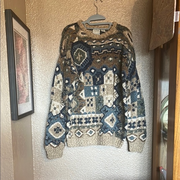 Northwest Geometric Pattern Sweater - Blue and Beige - Picture 1 of 6